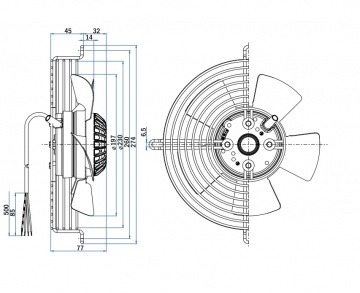 Ventilator axial de refulare Hidria R09E-2025P, Ø 200 mm